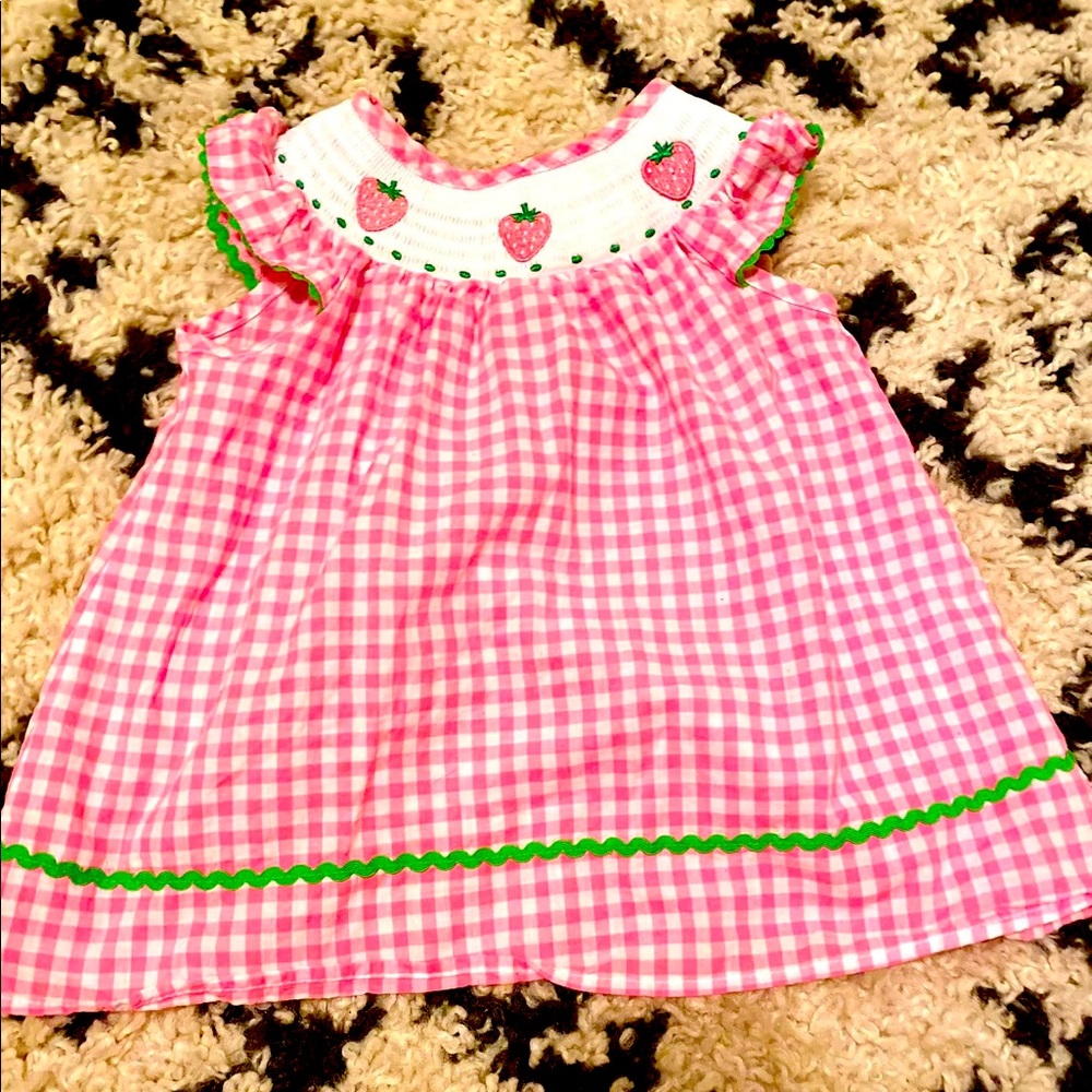 Baby 18m strawberry smocked dress. Only worn for pictures